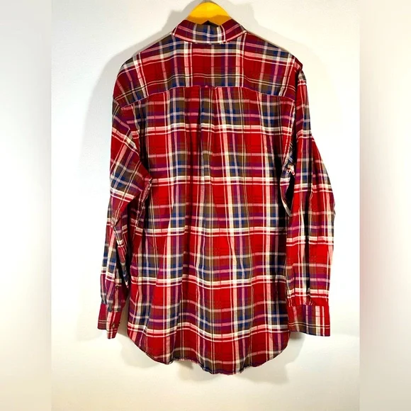 Nautica Plaid Button Down Men's Shirt Size Large Red & Blue - Picture 2 of 5